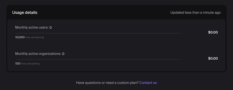 Clerk Settings: Applications > Plan and billing (2)