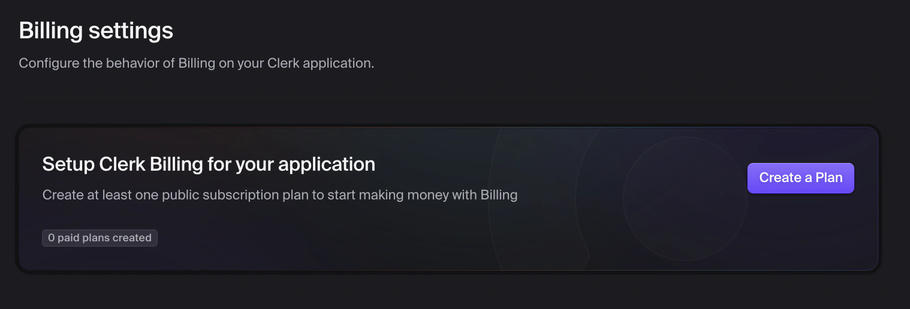 Clerk Settings: Billing > Settings