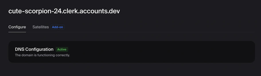 Clerk Settings: Developers > Domains