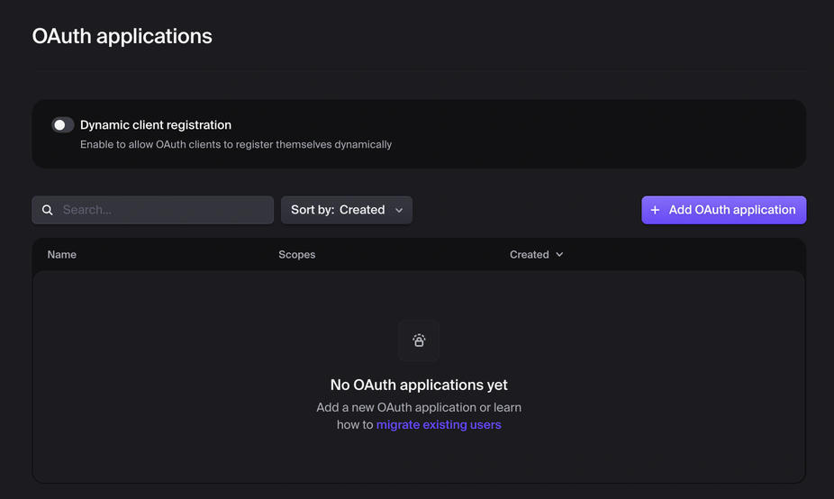 Clerk Settings: Developers > OAuth applications