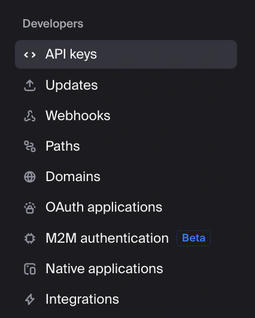 Clerk Settings: Developers (overview)