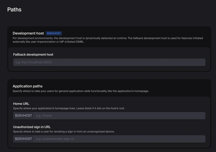 Clerk Settings: Developers > Paths (1)