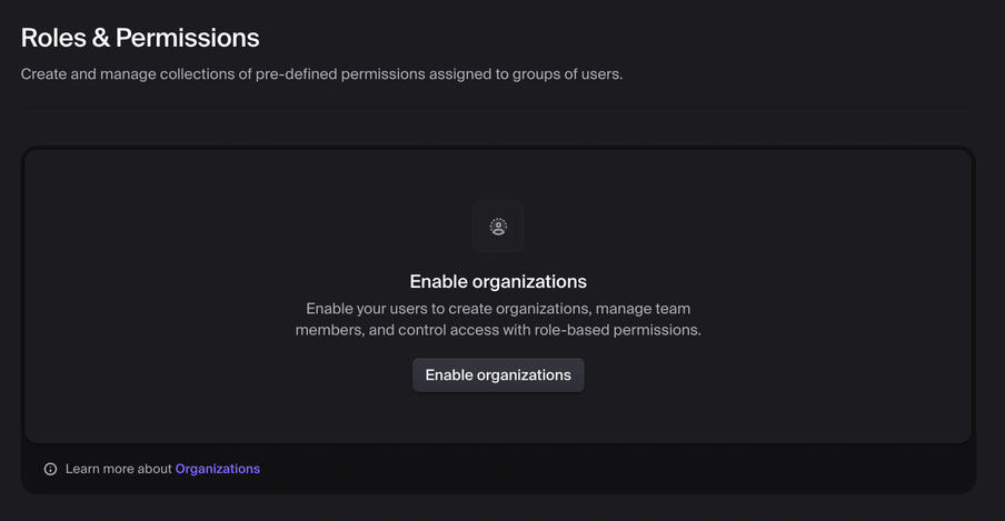 Clerk Settings: Organization management > Role permissions