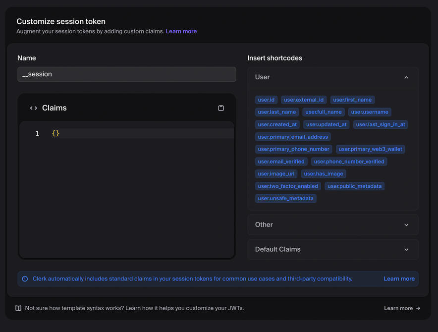 Clerk Settings: Sessions (details)